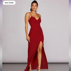 Formal High Slit Wrap Dress